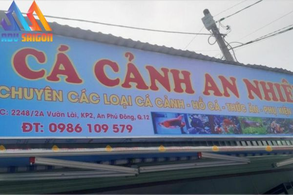 Bảng hiệu cá cảnh An Nhiên với thiết kế đơn giản nhưng hiệu quả