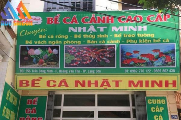 Bảng hiệu cá cảnh Nhật Minh với thiết kế hiện đại