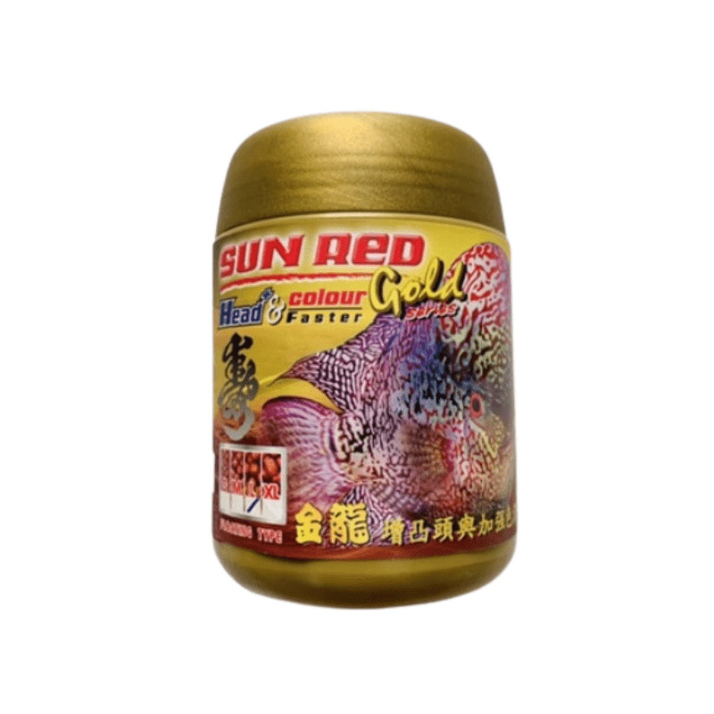 Bao bì thức ăn cá la hán chuyên dụng Okiko Sun Red giúp lên màu và tăng cường sức khỏe cá.