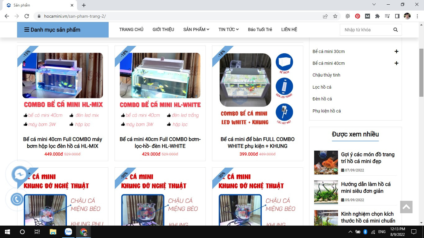 Combo bể cá cảnh nhỏ gọn tiện lợi cho không gian sống