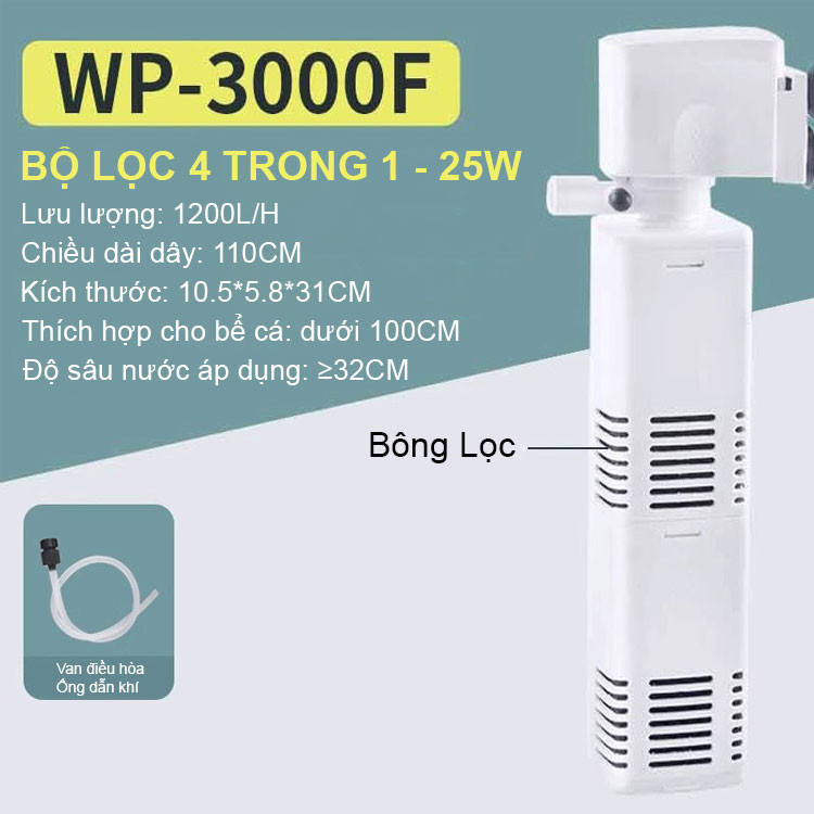 Máy lọc bể cá cảnh công suất 25W cho hồ lớn