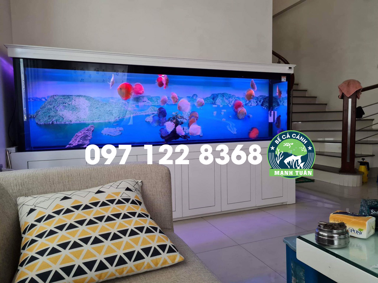 Bể cá cảnh dạng đúc hiện đại cho không gian gia đình