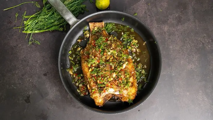 Cá da bò chiên mắm