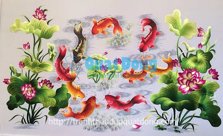 Lựa chọn vị trí tranh thêu cá chép hoa sen