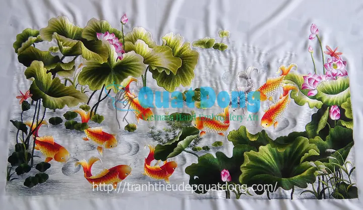 Tranh thêu cá chép hoa sen hợp người mệnh nào, tuổi gì?