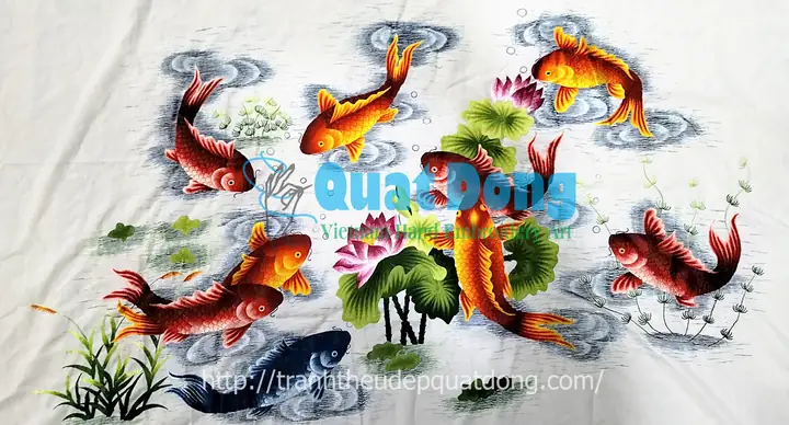 Ý nghĩa tranh thêu 9 chú cá chép theo phong thủy