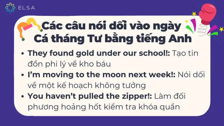 Các câu nói dối vào ngày Cá tháng Tư bằng tiếng Anh