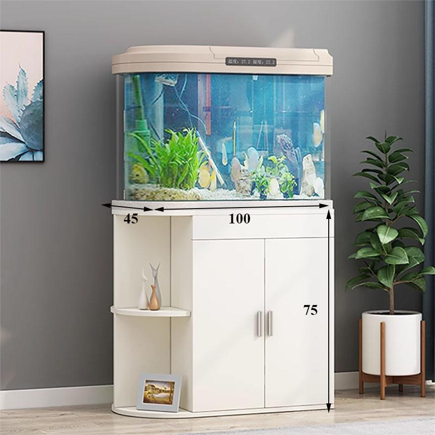 Cách bố trí kệ gỗ bể cá cảnh trong phòng khách