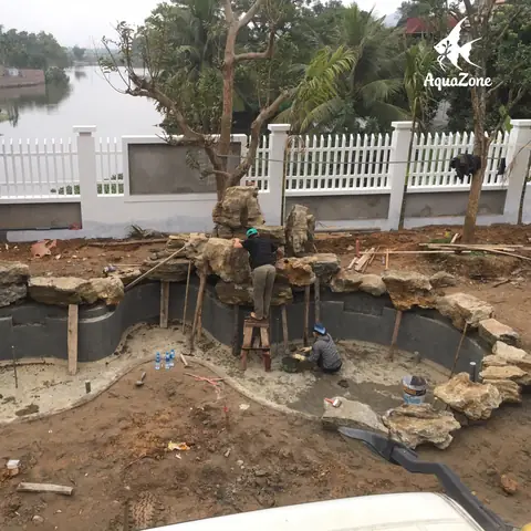 cách làm hồ cá bằng xi măng