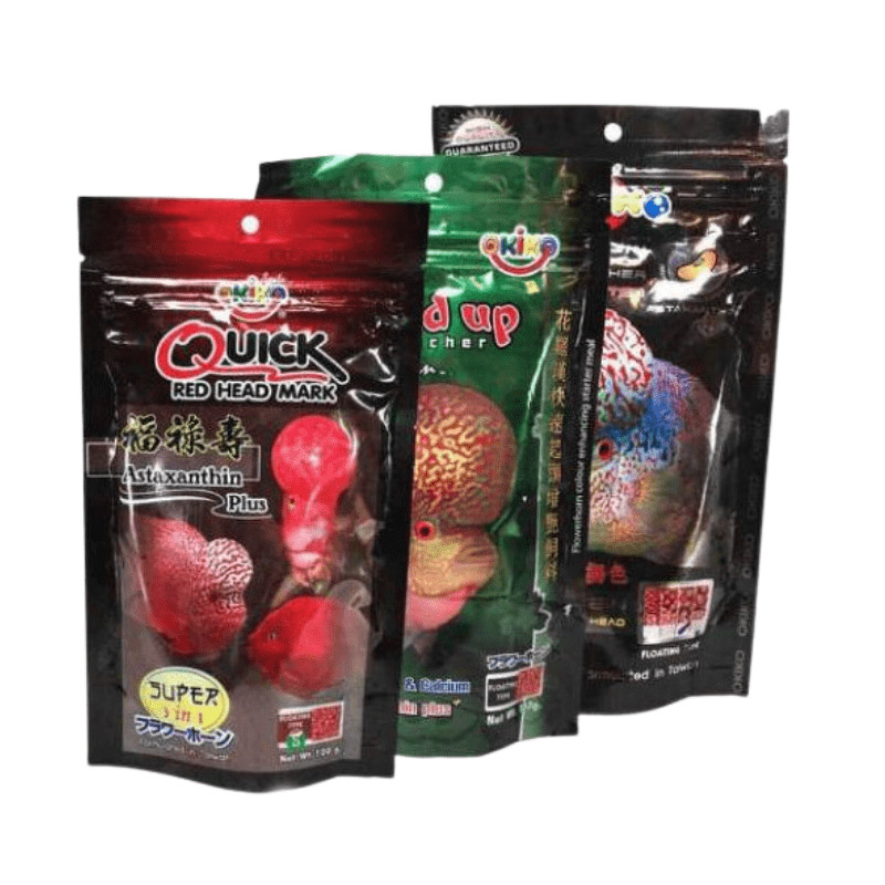 Cám Okiko Quick Head Up Platinum hỗ trợ cá La Hán phát triển đầu gù