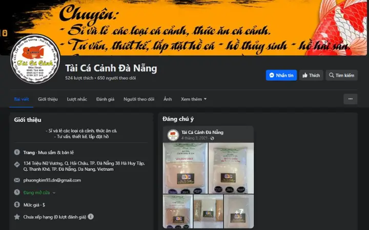 Cửa hàng cá cảnh Tài đẹp ở Đà Nẵng