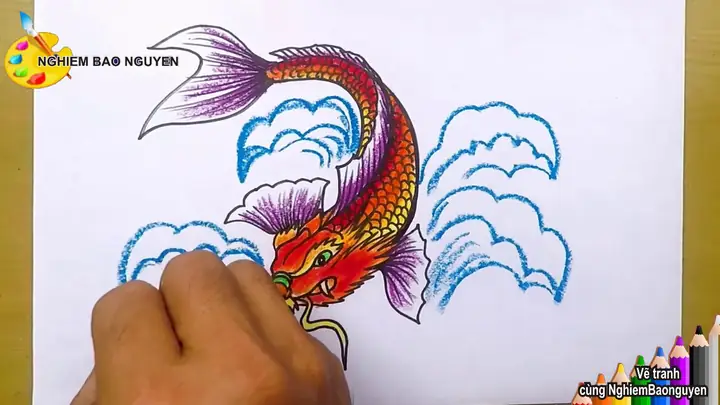 Cách Vẽ **Hình Vẽ Cá Chép Hóa Rồng Đơn Giản** Chi Tiết Nhất
