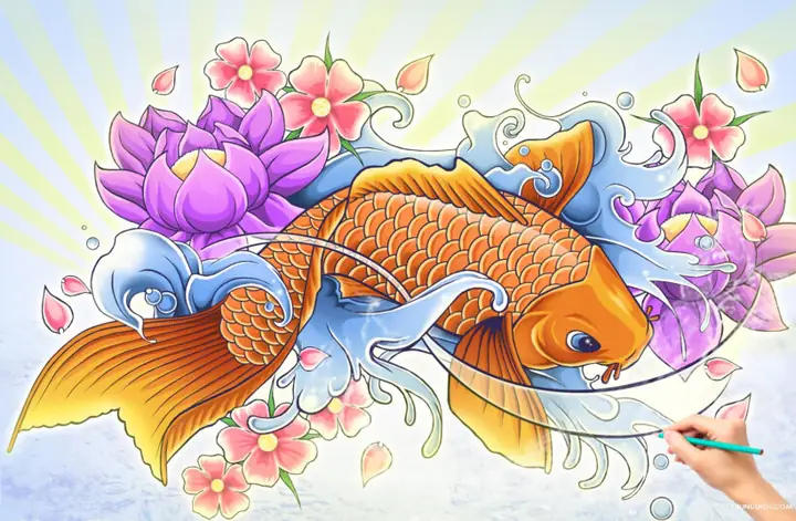Cách Vẽ **Hình Vẽ Cá Chép Hóa Rồng Đơn Giản** Chi Tiết Nhất