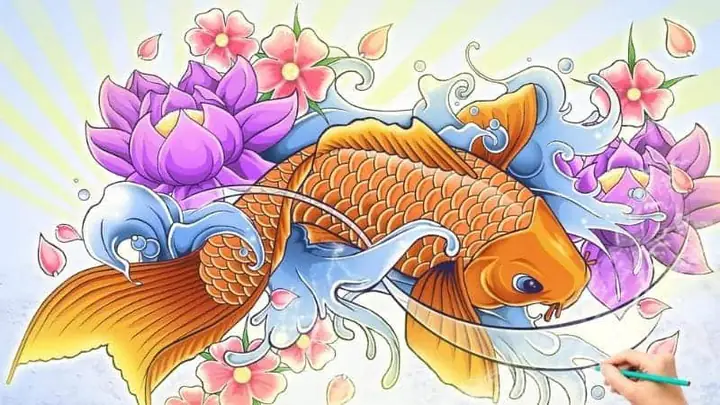 Cách Vẽ **Hình Vẽ Cá Chép Hóa Rồng Đơn Giản** Chi Tiết Nhất