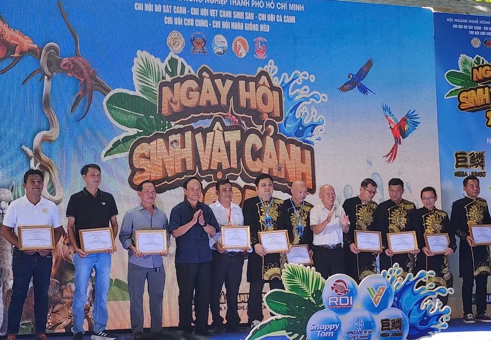 Nghệ nhân nhận bằng khen tại Lễ hội cá cảnh TP.HCM