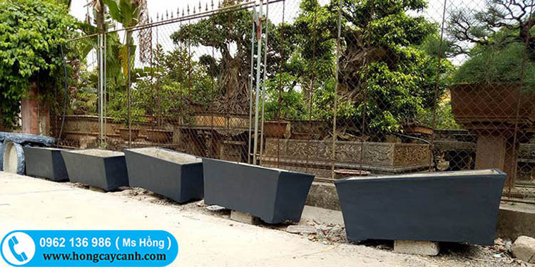 Sản xuất chậu xi măng hình chữ nhật vát đáy