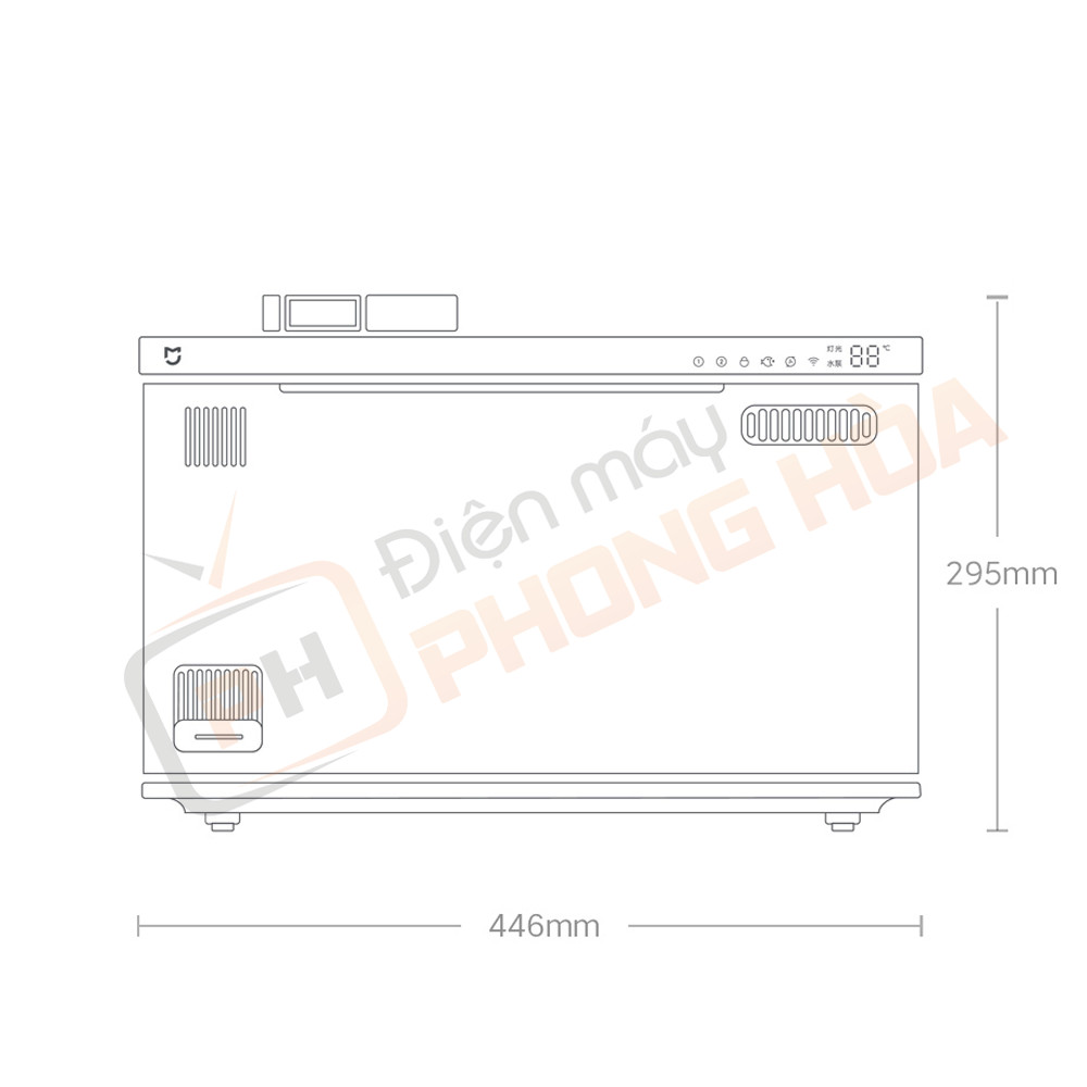Sơ đồ kích thước chi tiết của bể cá cảnh Xiaomi Mijia MYG100 20L