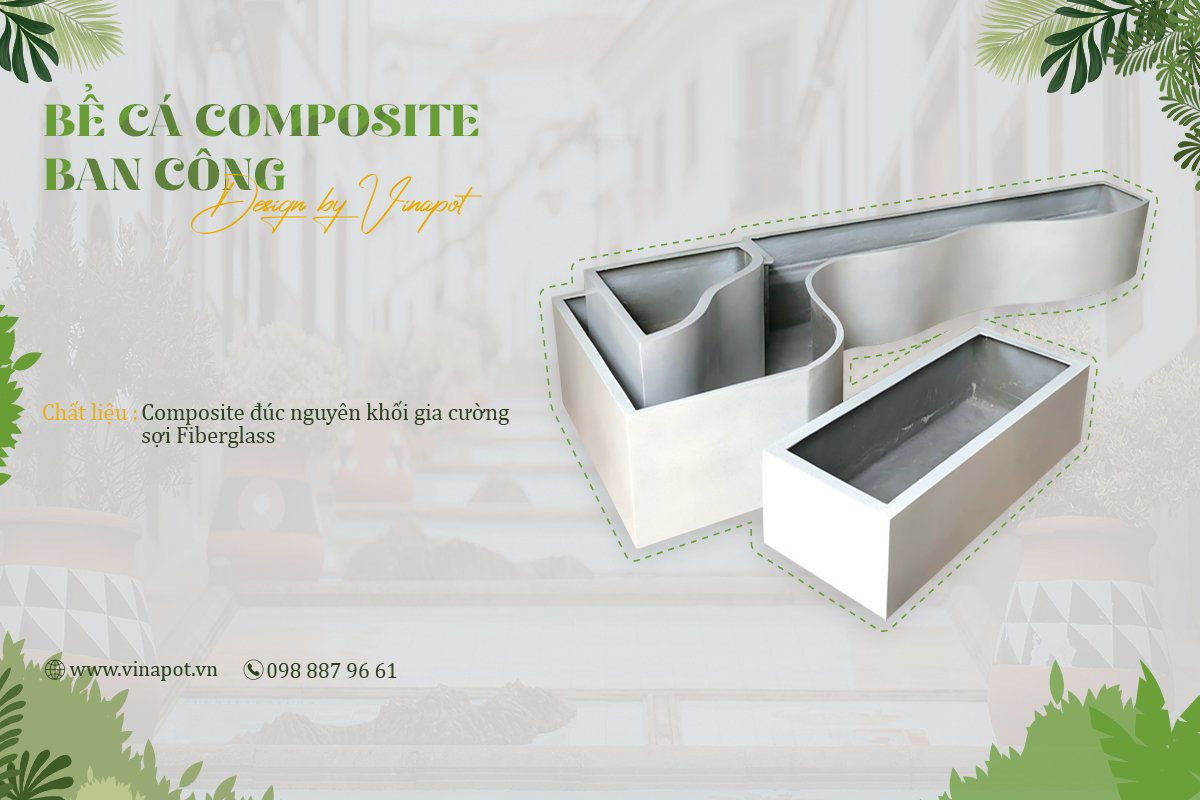 Thiết kế bể cá cảnh composite hiện đại cho không gian ban công