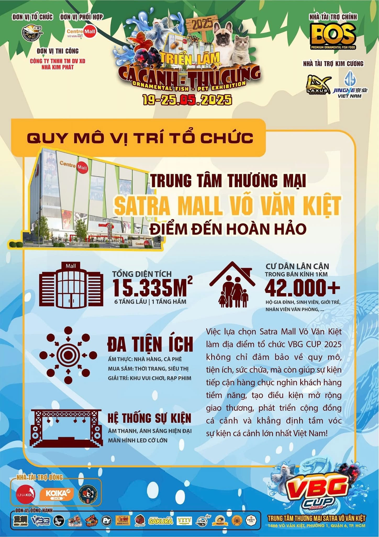 Tổng quan khu trưng bày hồ cá cảnh tại triển lãm quy mô lớn