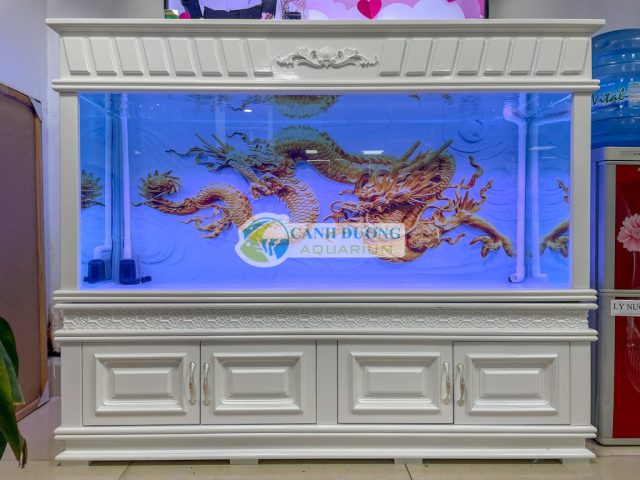 tranh 3d dán bể cá cảnh cá rồng