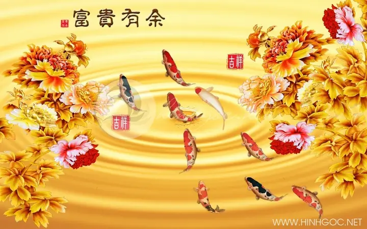 Giải mã ý nghĩa tranh cá chép hoa mẫu đơn trong phong thủy