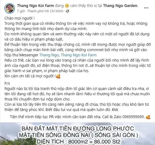 “Vua cá Koi” Thắng Ngô lên tiếng về tin đồn nợ chồng chất - Ảnh 2. “Vua cá Koi” Thắng Ngô lên tiếng về tin đồn nợ chồng chất - Ảnh 2.