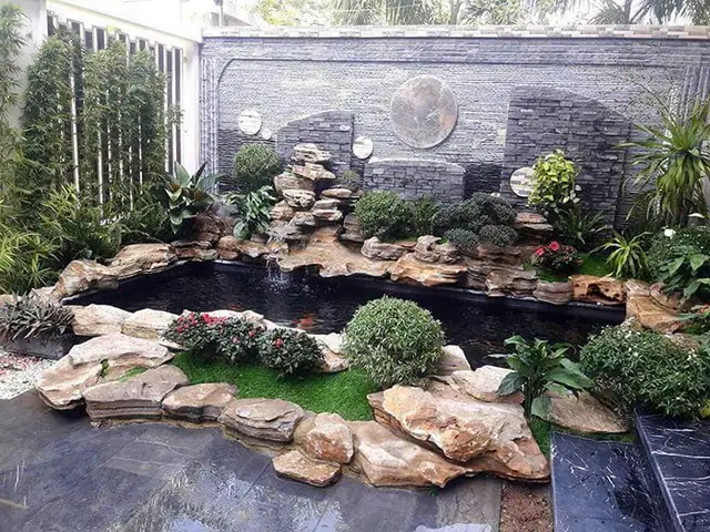 xây hồ cá mini ngoài trời