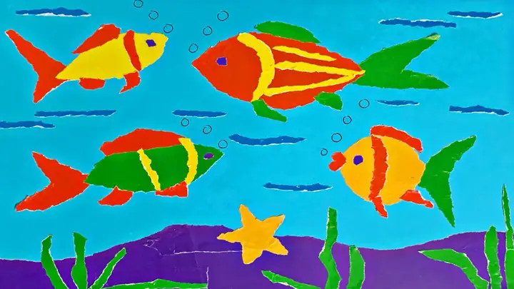GIÁO ÁN PHÁT TRIỂN THẨM MỸ, TẠO HÌNH: XÉ DÁN ĐÀN CÁ LỚP 5-6 TUỔI A4